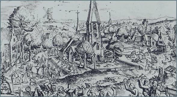 Gravure met de Vastenavondviering in de middeleeuwen -|- onbekende artiest; Scan: Friso Geerlings © het WWCW 2006