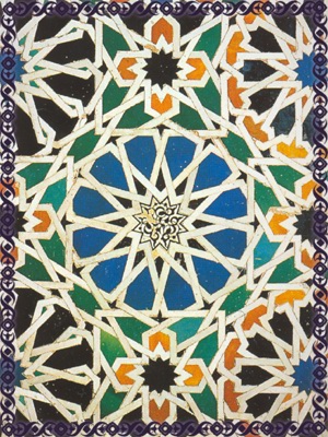 Geometrische decoraties in de Zaal van de Gazanten, Alhambra, Granada. 14e eeuw -|- Scan: Friso Geerlings © het WWCW 2004