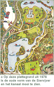Uitsnede plattegrond 1978. Op deze plattegrond uit 1978 is de oude vorm van de Siervijver en het kanaal mooi te zien. - Scan van plattegrond.