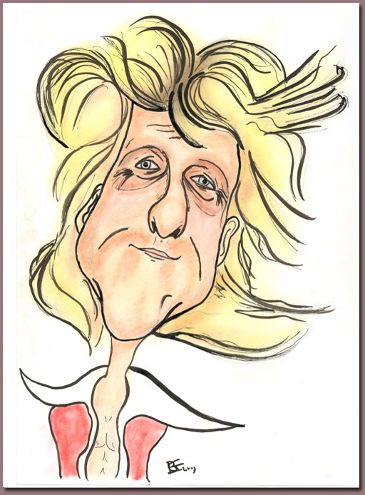 Hans Klok in inkt, krijt en wattenstaafjesgewrijf -|- Karikatuur: Bram Elstak  Het WWCW 2003