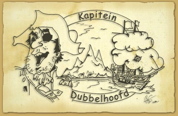 Kapitein Dubbenlhoofd en De Halve Maen -|- Tekening: Bram Elstak (c) Het WWCW 2002