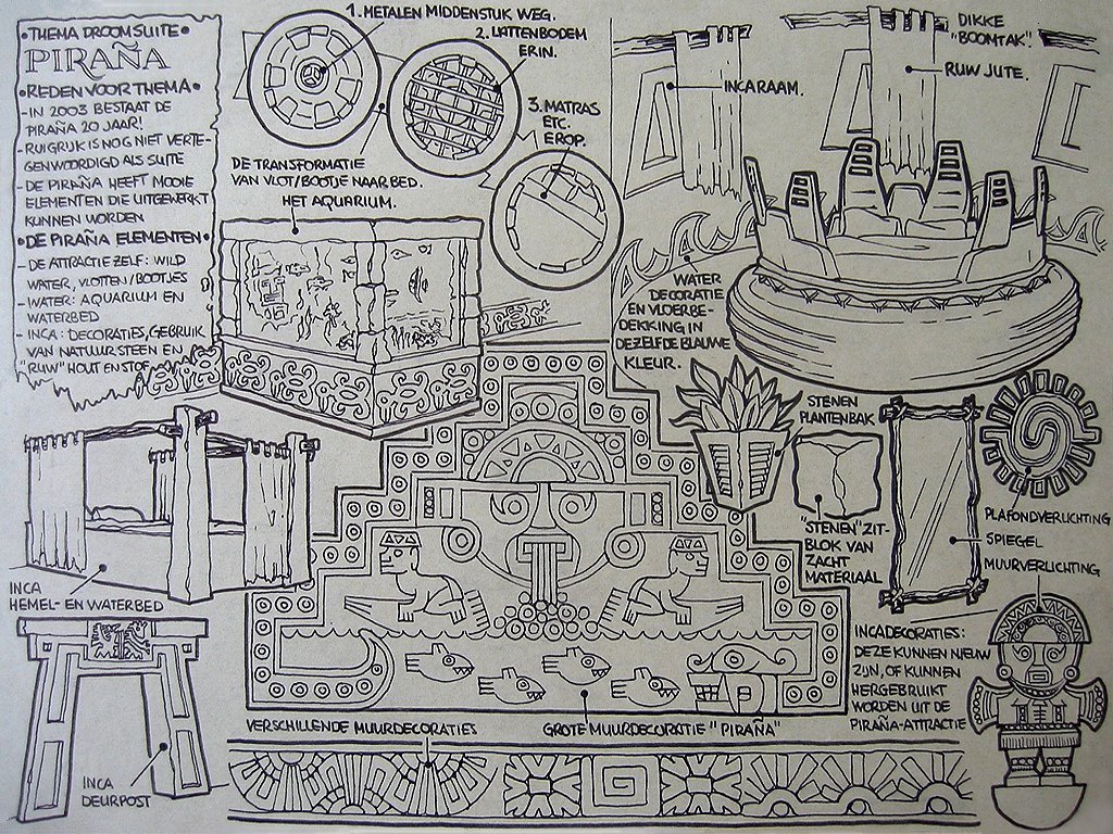 Ontwerp droomsuite in zwart-wit -|- Tekening: Theo Buiting (c) 2002