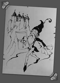 Kabouter bij kasteel Doornroosje -|- tekening: Anton Pieck - Edits: Het WWCW 2002